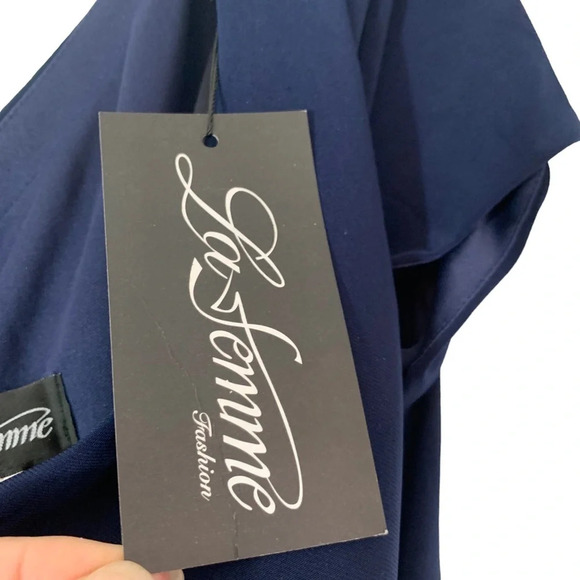 La Femme Plus Size Gown 27872 Mother of the Bride or Groom Navy Blue Size 20 NWT - Picture 8 of 12